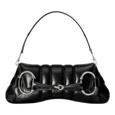 GUCCI (WMNS) Gucci Horsebit Chain Medium Shoulder Bag 'Black'