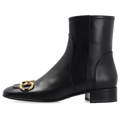 GUCCI (WMNS) Gucci Horsebit Leather Ankle Boots 'Black'