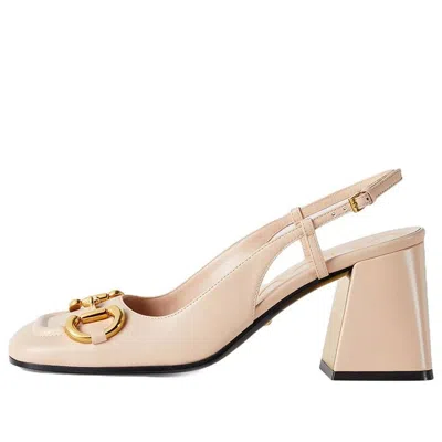GUCCI (WMNS) Gucci Horsebit Mid Heel Slingback 'Neutral'