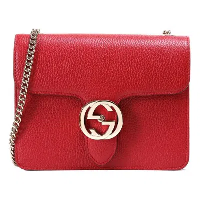 GUCCI (WMNS) Gucci Leather Organ Crossbody Bag Single Shoulder Bag Red