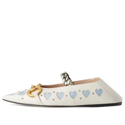GUCCI (WMNS) GUCCI LOVELIGHT FLAT WITH HORSEBIT 'WHITE BLUE'
