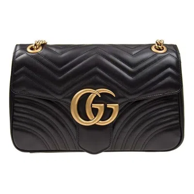 GUCCI (WMNS) Gucci Marmont Medium Matelasse Shoulder Bag 'Black'