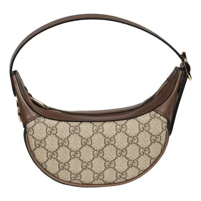 GUCCI (WMNS) Gucci Ophidia Retro Logo Stripe Webbing Canvas Shoulder Bag 'Ebony Brown'