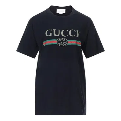 GUCCI (WMNS) Gucci Oversize T-Shirt With Logo 'Black'