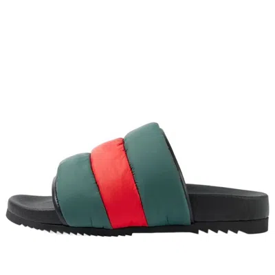GUCCI (WMNS) Gucci Padded Web Slide Sandals 'Green and Red Nylon'