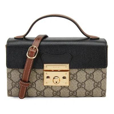 GUCCI (WMNS) Gucci Padlock Metallic Logo Canvas Box Mini Ebony / Black Handbag