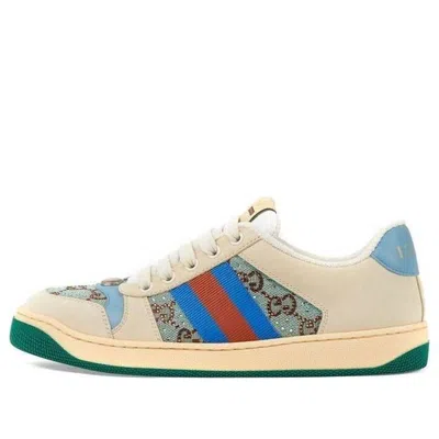 GUCCI (WMNS) Gucci Screener GG Logo Sneakers 'Beige Blue'