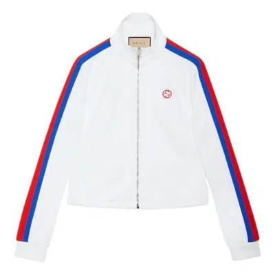GUCCI (WMNS) Gucci Technical Jersey Zip Jacket With Web 'Off White'