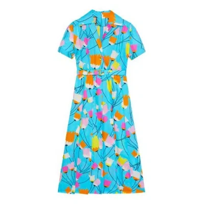 GUCCI (WMNS) Gucci Tulip print pleated dress 'Blue'