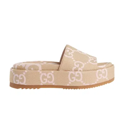 GUCCI GUCCI WMNS PLATFORM SLIDE SANDAL 'JUMBO GG - BEIGE LIGHT PINK'