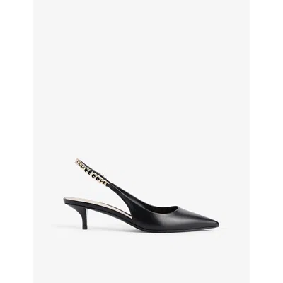 GUCCI WOMENS NERO SIGNORIA SLINGBACK HEELED LEATHER PUMPS EUR 38/5 UK