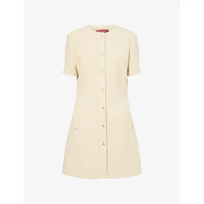 GUCCI WOMENS GUCCI SHORT-SLEEVE TEXTURED WOOL MINI DRESS