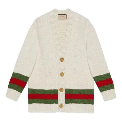 GUCCI Gucci Wool Cardigan With Web 'Beige'