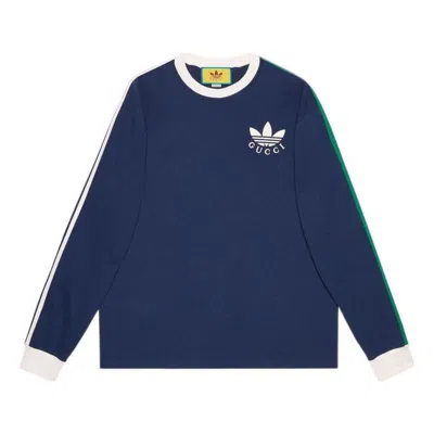 GUCCI Gucci x adidas Cotton Jersey T-Shirt 'Dark Blue'