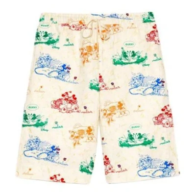 GUCCI Gucci x Disney Joint Printed Linen Shorts For Men White