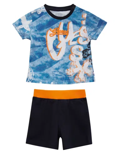 GUESS BABY BOYS 2-PIECE SHORT SLEEVE T-SHIRT AND SHORTS SET