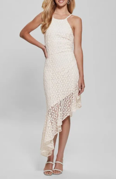 GUESS GUESS CLAUDIA FLORAL STITCH ASYMMETRIC MAXI DRESS