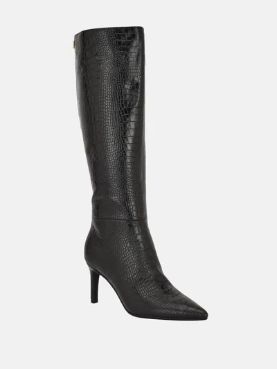 GUESS FACTORY ANORRA CROC-EMBOSSED TALL BOOTS