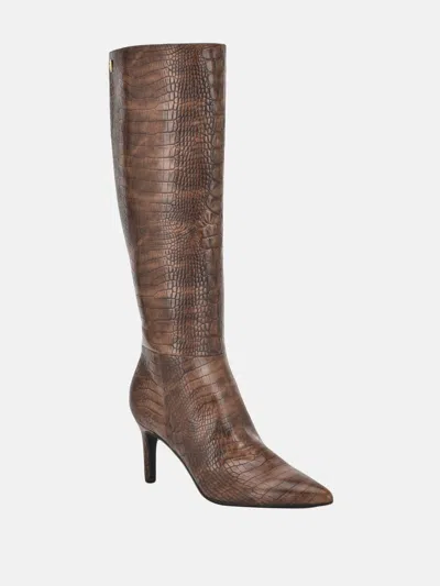 GUESS FACTORY ANORRA CROC-EMBOSSED TALL BOOTS