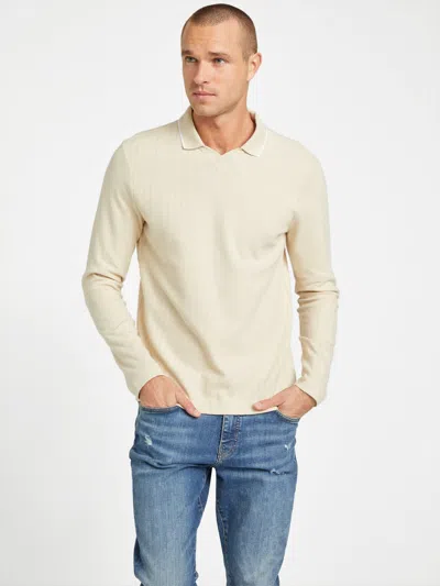 GUESS FACTORY REMINGTON RIBBED LONG-SLEEVE POLO