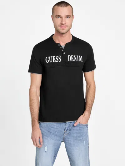 GUESS FACTORY TEDGER LOGO HENLEY TEE