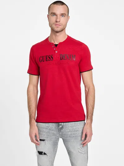 GUESS FACTORY TEDGER LOGO HENLEY TEE