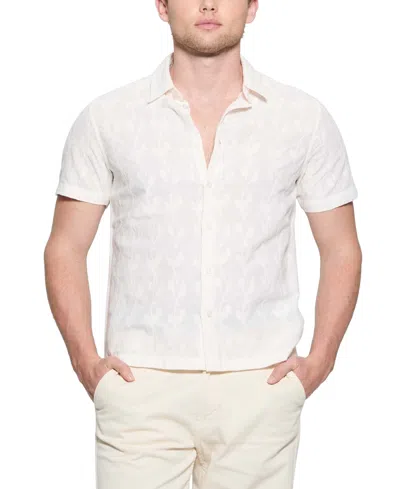 GUESS MEN'S JACOBY RELAXED FIT SHORT SLEEVE BUTTON-FRONT EMBROIDERED SHIRT