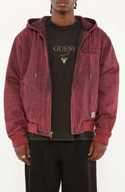 GUESS GUESS ORIGINALS ORIGINALS HOODED SANDED DENIM ZIP JACKET
