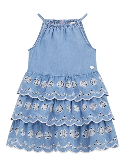 GUESS SCALLOPED TIERED DENIM DRESS