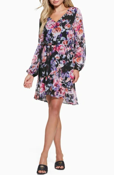 GUESS GUESS SEDA FLORAL PRINT LONG SLEEVE DRESS
