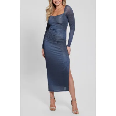 GUESS GUESS SHARAE SHIMMER LONG SLEEVE BODY-CON MAXI DRESS