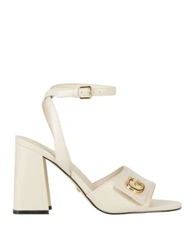 GUESS GUESS WOMAN SANDALS CREAM SIZE 7 LEATHER