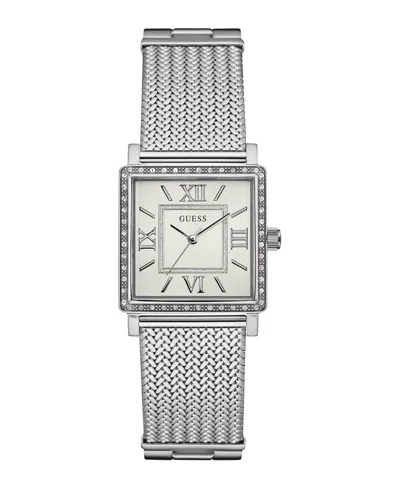 GUESS WOMEN'S ANALOG SILVER-TONE MESH WATCH, 28MM