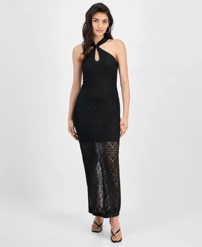 GUESS WOMEN'S CYNTHIA CROSSOVER HALTER MAXI DRESS