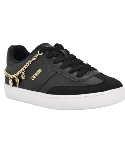 GUESS WOMEN'S NAOKO CHARM LACE-UP COURT SNEAKERS