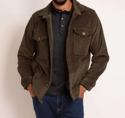 GUIDE LONDON COTTON CORDUROY SHIRT JACKET IN OLIVE