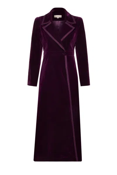 GUINEA WOMEN'S PINK / PURPLE VELVET DRESS COAT - PURPLE