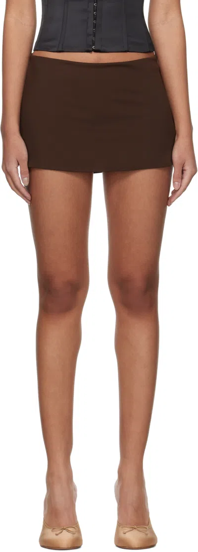 GUIZIO BROWN MICRO STRETCH MINISKIRT