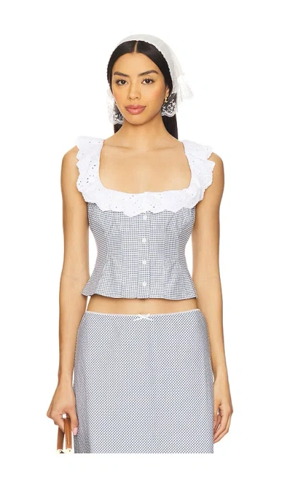 GUIZIO GINGHAM PALOMA LACE TOP