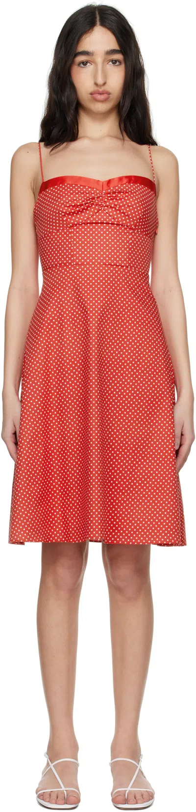 GUIZIO RED MARGAUX MIDI DRESS