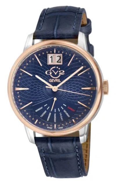 GV2 BY GEVRIL GV2 BY GEVRIL MEN'S 56215 ROVESCIO BLACK LEATHER SWISS DAY-DATE WATCH