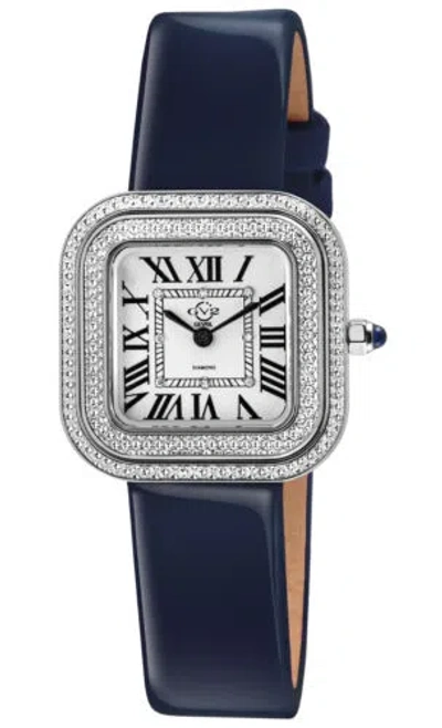 GV2 GV2 BY GEVRIL WOMEN'S 12130 BELLAGIO DIAMOND SWISS MADE BLUE LEATHER WATCH