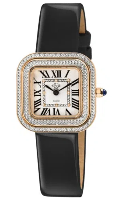 GV2 BY GEVRIL GV2 BY GEVRIL WOMEN'S 12131 BELLAGIO SWISS MVMNT DIAMOND BLACK LEATHER WATCH