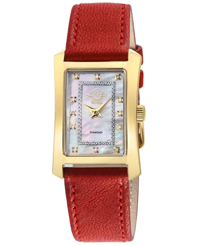 GV2 BY GEVRIL WOMEN'S LUINO SWISS QUARTZ RED LEATHER WATCH 29MM