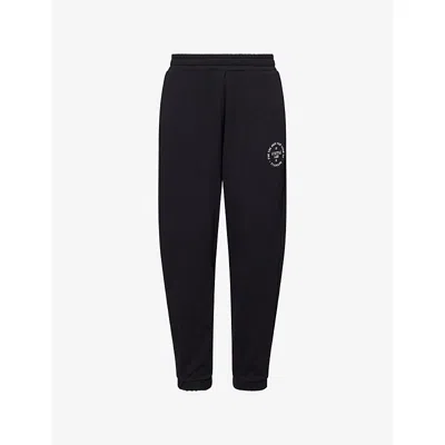GYMSHARK WOMENS BLACK LIFESTYLE CLUB GRAPHIC COTTON-JERSEY JOGGING BOTTOMS