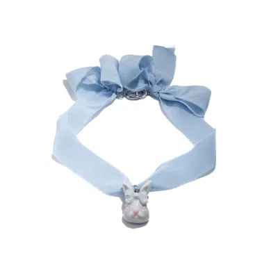 H2 STUDIO WOMEN'S GRUMPY BUNNY BABY BLUE SILK CHOKER NECKLACE