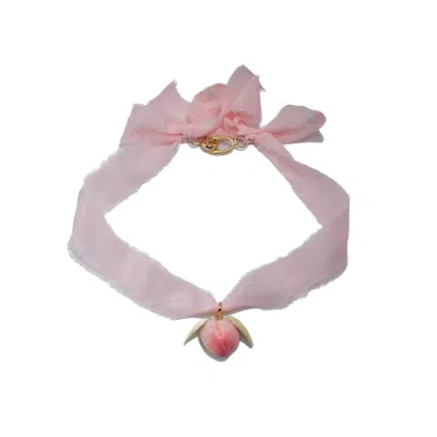 H2 STUDIO WOMEN'S YELLOW / PINK PEACH IT DOUBLE SIDED PINK SILK NECKLACE