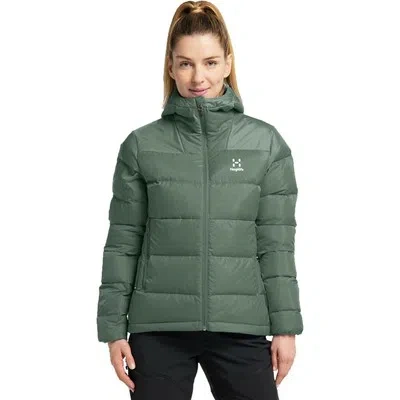 HAGLÖFS HAGLOFS WOMENS BIELD DOWN HOODED JACKET TOP GREEN SPORTS OUTDOORS FULL ZIP WARM