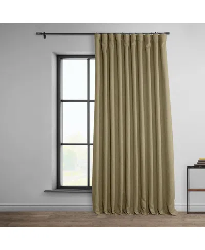 HALF PRICE DRAPES NOMAD TAN EXTRA WIDE TEXTURED FAUX LINEN ROOM DARKENING CURTAIN