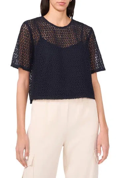 HALOGEN HALOGEN® GEOMETRIC OPENWORK T-SHIRT